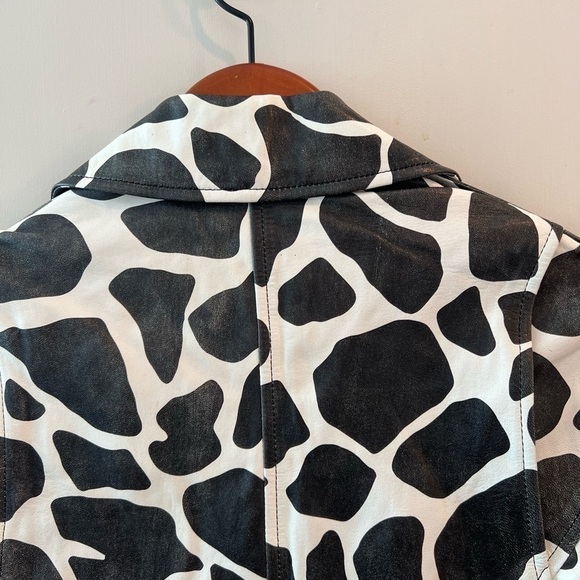 L’AGENCE BIKER MOTO JACKET 100% LEATHER IVORY / BLACK ANTIBES NWT - Picture 10 of 16